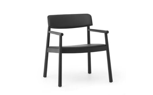 Normann Copenhagen Timb Lounge Armchair Upholstery SH: 42 cm - Black / Ultra Leather