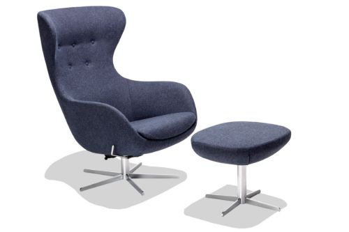 Søren Lund SL 407 Hocker H: 41 cm – Main Line Flachsblau/Satinchrom