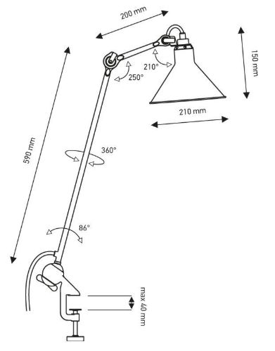 DCW Editions Lampe Gras N201 Tischleuchte mit Klemme Konisch H: 59cm - Schwarz/Blau