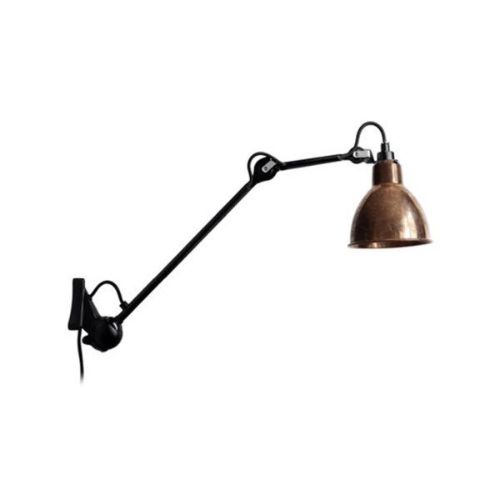 DCW Editions Lampe Gras N222 Væglampe Rund H: 40cm - Sort/Rå Kobber