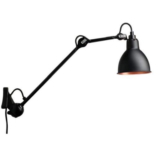 DCW Editions Lampe Gras N222 Væglampe Rund H: 40cm - Sort/Sort/Kobber