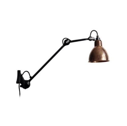 DCW Editions Lampe Gras N222 Væglampe Rund H: 40cm - Sort/Rå Kobber/Hvid