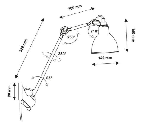 DCW Editions Lampe Gras N222 Wandleuchte Rund H: 40cm - Schwarz/Kupfer