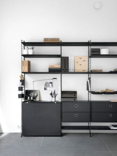 String Furniture Cabinet With Two Drawers 58x42x30 cm - Black Stained Ash