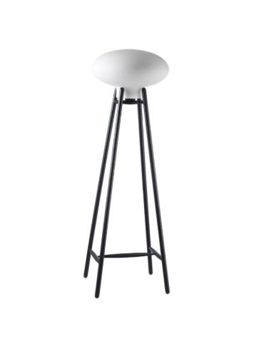 FDB Møbler U5 Hiti Gulvlampe m. Sort Ledning H: 124 cm - Sortmalet Eg/Opal Glas