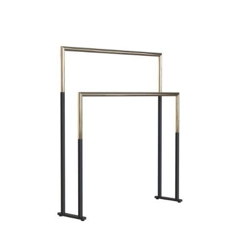 FROST NOVA2 Håndklædestander 1976 Dobbelt H: 75cm - Mat Sort/Poleret Guld