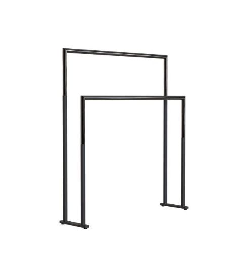 FROST NOVA2 Håndklædestander 1976 Dobbelt H: 75cm - Mat Sort/Poleret Sort
