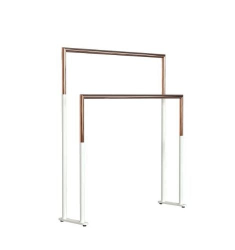 FROST NOVA2 Håndklædestander 1976 Dobbelt H: 75cm - Mat Hvid/Poleret Kobber