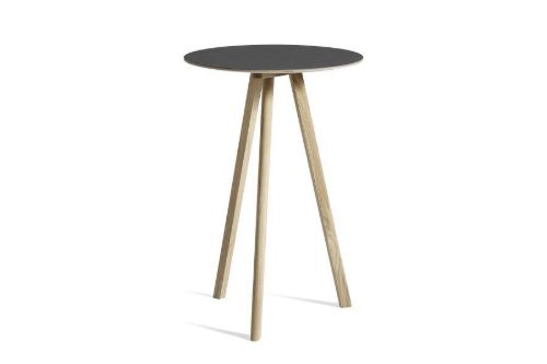 HAY CPH 20 Round Table Ø: 70 cm - Lacquered Solid Oak/Black Linoleum