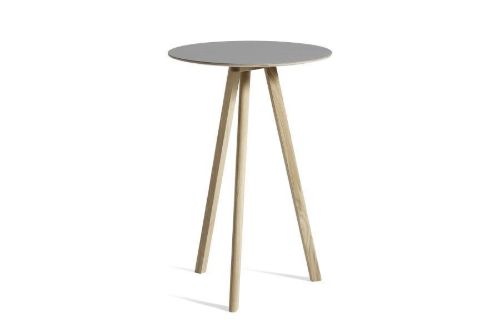 HAY CPH 20 Round Table Ø: 70 cm - Lacquered Solid Oak/Grey Linoleum