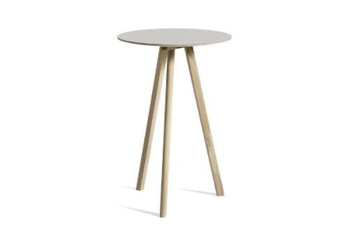 HAY CPH 20 Round Table Ø: 70 cm - Lacquered Solid Oak/Off White Linoleum