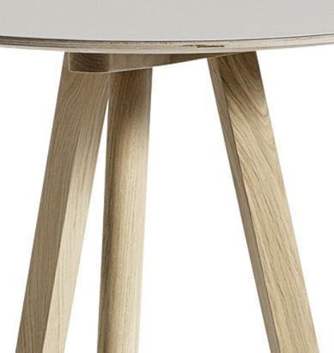 HAY CPH 20 Runder Tisch Ø: 70 cm – Lackierte massive Eiche/Grauweißes Linoleum