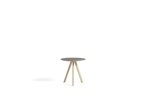 HAY CPH 20 Round Table Ø: 50 cm - Lacquered Solid Oak/Grey Linoleum