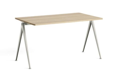 HAY Pyramide Table 01 140x75 cm - Beige Powder Coated Steel/Matt Lacquered Oak