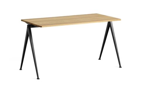 HAY Pyramide Table 01 140x65 cm - Black Powder Coated Steel/Clear Lacquered Oak