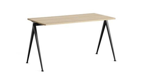 HAY Pyramide Table 01 140x65 cm - Black Powder Coated Steel/Matt Lacquered Oak