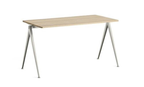HAY Pyramide Table 01 140x65 cm - Beige Powder Coated Steel/Matt Lacquered Oak