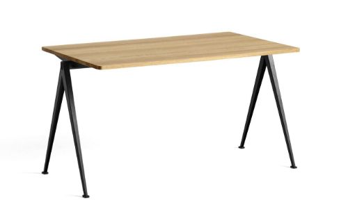 HAY Pyramide Table 01 140x75 cm - Black Powder Coated Steel/Clear Lacquered Oak