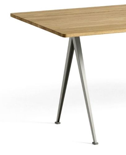 HAY Pyramide Tisch 02 190x85 cm - Beige pulverbeschichteter Stahl/klar lackierte Eiche