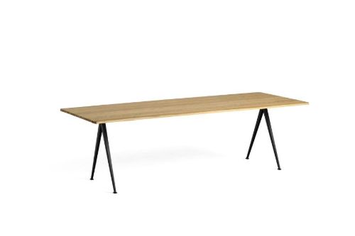 HAY Pyramide Table 02 250x85 cm - Black Powder Coated Steel/Clear Lacquered Oak