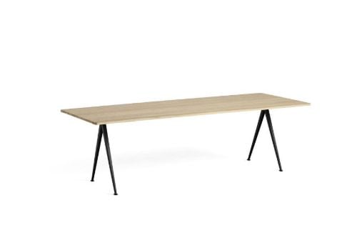 HAY Pyramide Table 02 250x85 cm - Black Powder Coated Steel/Matt Lacquered Oak