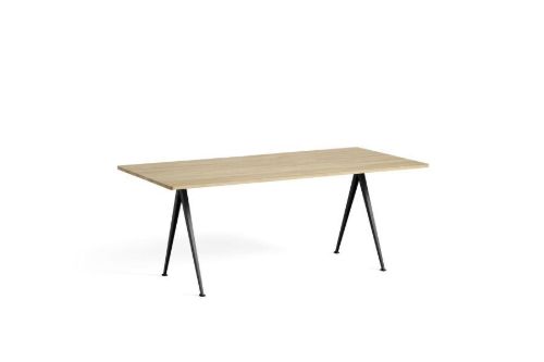 HAY Pyramide Table 02 190x85 cm - Black Powder Coated Steel/Matt Lacquered Oak