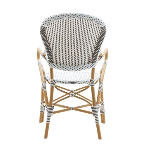 Sika-Design Isabell Exterior Caféstuhl mit Armlehnen SH: 45 cm - Weiß / Cappuchino gepunktet
