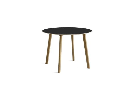 HAY CPH Deux 220 Table Ø: 98 cm - Lacquered Solid Oak/Ink Black Laminate