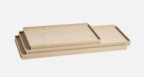 Woud Tablettregal niedrig H: 81 cm – weiß pigmentierte Eiche