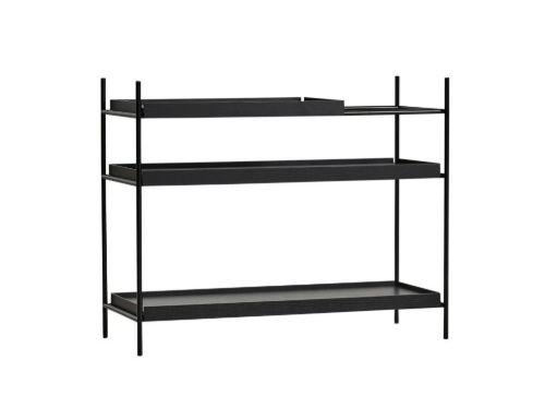 Woud Tray Shelf Low H: 81 cm - Black Painted Oak