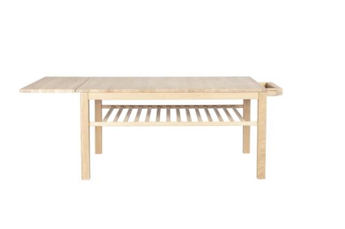 Haslev Klassik 4C Klapptisch mit Schublade und Regal 75x110 cm - Weiß geölte Eiche