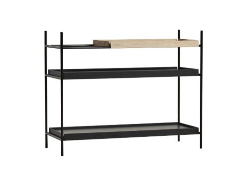 Woud Tray Shelf Low H: 81 cm - White Pigmented Oak & Black Painted Oak
