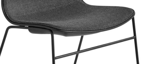 HAY AAC 08 About A Chair Vorderpolsterung SH: 46 cm – Schwarz pulverbeschichteter Stahl/Schwarz/Remix 173