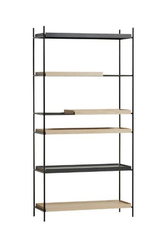 Woud Tray Shelf High H: 201 cm - White Pigmented Oak & Black Painted Oak