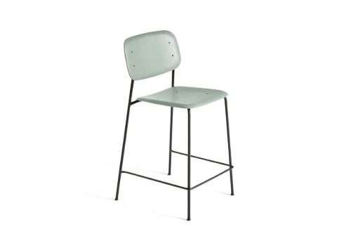 HAY Soft Edge 10 Bar Stool Low SH: 65 cm - Dusty Green/Black Powder Coated Steel