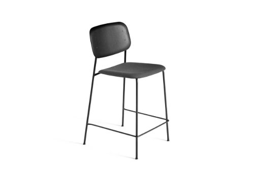 HAY Soft Edge 10 Bar Stool Low w. Seat Upholstery SH: 65 cm - Remix 173/Black Lacquered/Black Powder Coated Steel