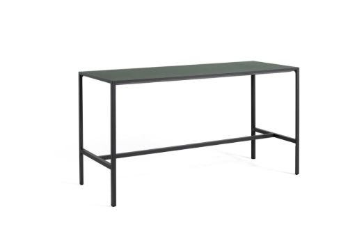 HAY New Order High Table 200x75 cm - Charcoal Powder Coated / Green Linoleum