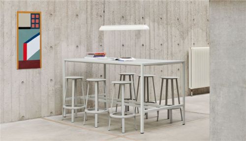 HAY New Order Hochtisch 200x100 cm - Hellgrau pulverbeschichtet / Graues Linoleum
