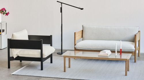 HAY Kofi Tisch 140x50 cm – Massive Eiche / Klarglas