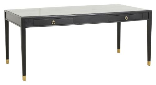 Nordal EMS Schreibtisch mit 2 Schubladen 179x90 cm - Schwarzes Holz