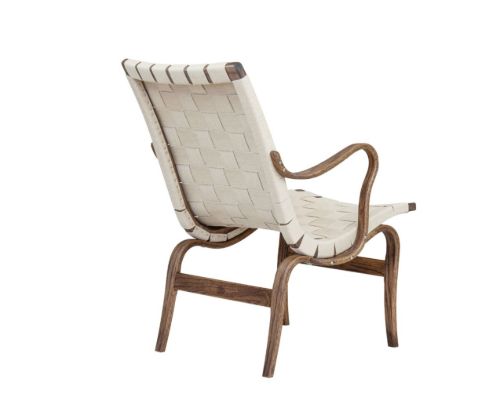 Bruno Mathsson Mi 472 Eva Sessel mit Arm SH: 34 cm - Räuchereiche / Naturleinen