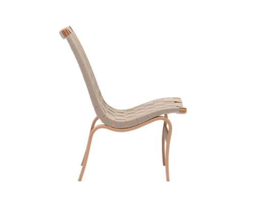 Bruno Mathsson Mi 471 Eva Sessel mit Arm SH: 34 cm - Lackierte Buche / Naturleinen