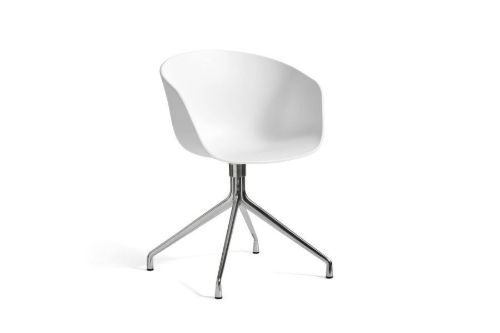 HAY AAC 20 About A Chair SH: 46 cm - Polished Aluminium/White