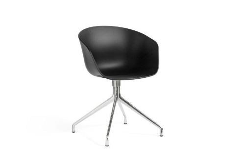 HAY AAC 20 About A Chair SH: 46 cm - Polished Aluminium/Black