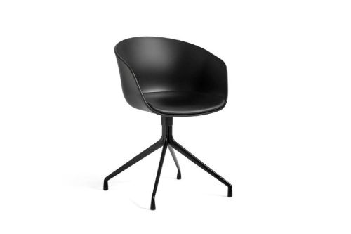 HAY AAC 20 About A Chair w. Fixed Seat Cushion SH: 46 cm - Black Powder Coated Aluminium/Black/Sierra SI1001