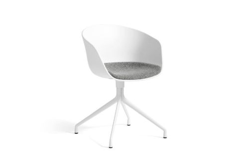 HAY AAC 20 About A Chair w. Fixed Seat Cushion SH: 46 cm - White Powder Coated Aluminium/White/Hallingdal 126