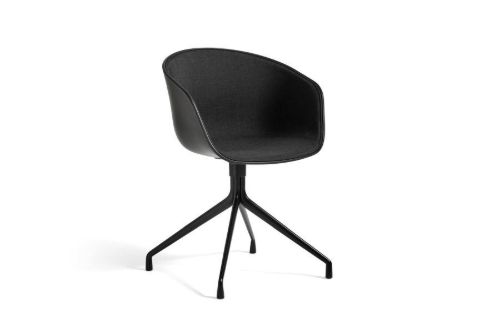 HAY AAC 20 About A Chair Front Upholstery SH: 46 cm - Black Powder Coated Aluminium/Black/Remix 183