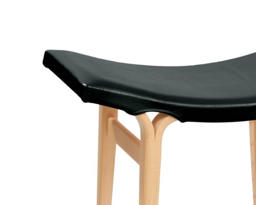 Bruno Mathsson Mi 435 Anna Hocker SH: 48 cm – Buche lackiert / Elmosoft-Leder Schwarz 99999
