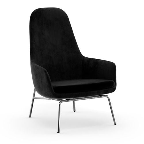 Normann Copenhagen Era Lounge Chair High Chrome SH: 40 cm - City Velvet Vol 2 / 099
