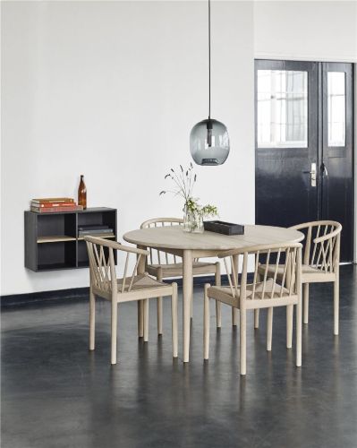 Haslev 893 Spisebord Ø: 120 cm - Hvidolieret Eg